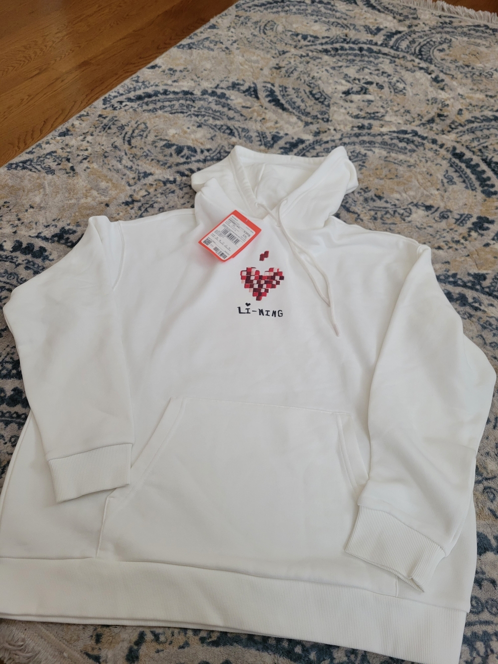 LI-NING White Pixel Heart Hoodie - Unisex NWT XXL